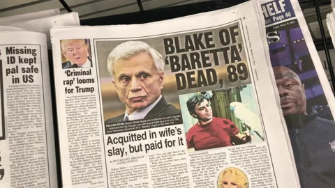 Newspaper Coverage of Robert Blake, actor "Baretta", dies at 89 Video stock 235850599