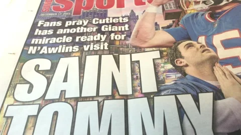 Newspaper Coverage of the Tommy DeVito Rising Star in New Jersey Stock Footage 259646938