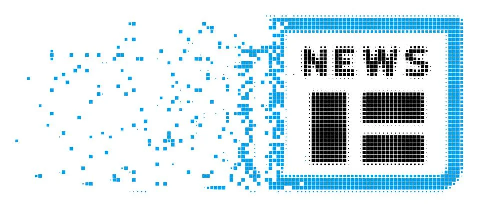 Newspaper Decomposed Pixel Icon Illustrazione stock