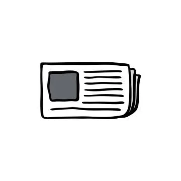 Newspaper doodle icon, vector illustration Stock Illustration