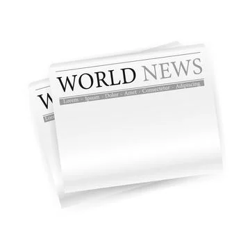 Newspaper empty for print design. White background. Mockup on white backdrop Stock Illustration