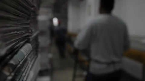 Newspaper factory workers Stock Footage 145079015
