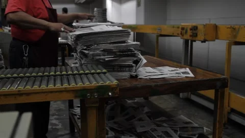 Newspaper factory workers Stock Footage 145079176
