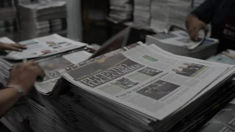Newspaper factory workers Stock Footage 145080748