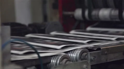 Newspaper in the finals after being printed in printing press Stock Footage 57324465