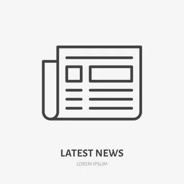 Newspaper flat line icon. Article, press vector illustration. Thin sign of Stock Illustration