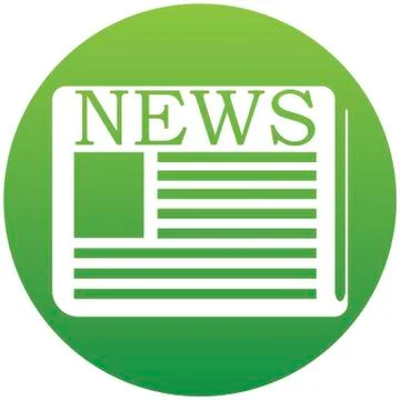 Newspaper in green gradient circle icon on white . Vector illustration EPS10. Ilustración de archivo