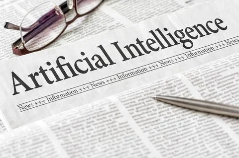 A newspaper with the headline Artificial Intelligence 库存照片