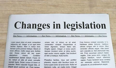 A newspaper with the headline Changes in legislation Stock Photos