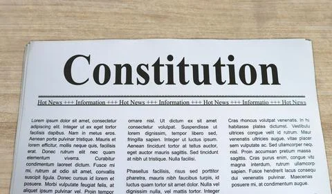 A newspaper with the headline Constitution Stock Photos