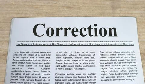 A newspaper with the headline Correction Stock Photos