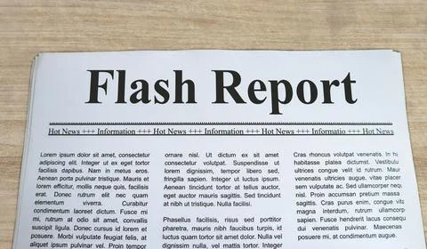 A newspaper with the headline Flash Report Stock Photos
