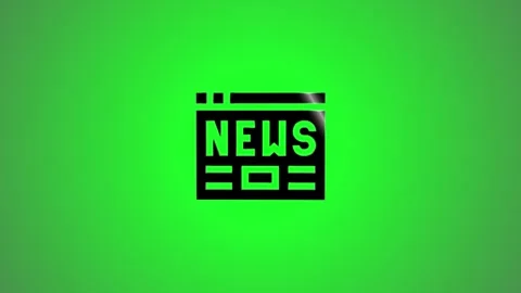 Newspaper icon animation on green background for mass media broadcasting co.. Stock Footage 346491022