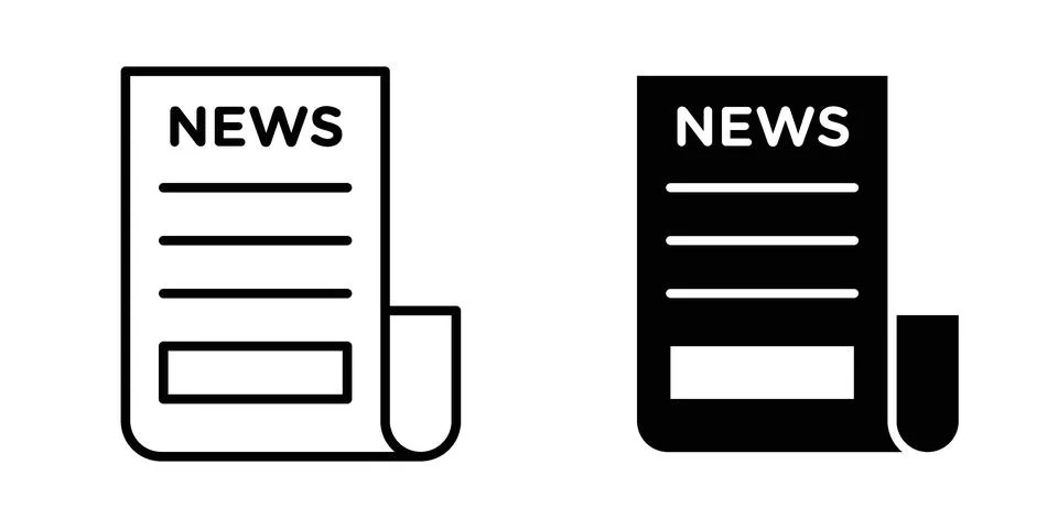 Newspaper icon for design projects and web UI Stock Illustration