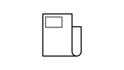 Newspaper icon displayed on a black background, symbolizing news and inform.. 库存影片 333462138