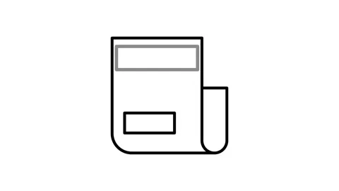 Newspaper icon featuring a prominent button, symbolizing news alerts or.. Stock Footage 333550511