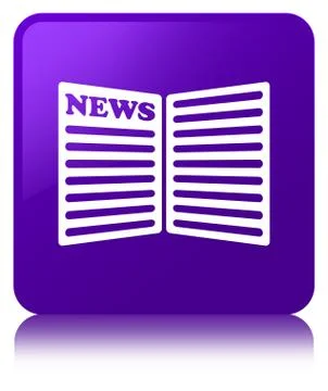 Newspaper icon purple square button Stock Illustration