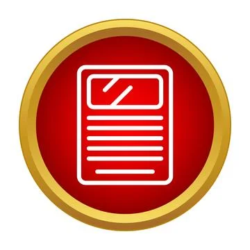 Newspaper icon on red round button for news Stock Illustration
