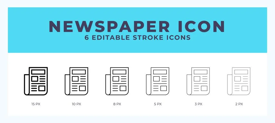 Newspaper icon. Regular line. Thin line. Bold line. Vector illustration. Stock Illustration