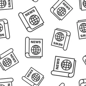 Newspaper icon seamless pattern background. News vector illustration on white Stock Illustration