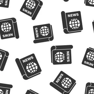 Newspaper icon seamless pattern background. News vector illustration on white イラスト素材