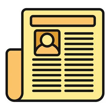 Newspaper icon showing article and human profile Stock Illustration