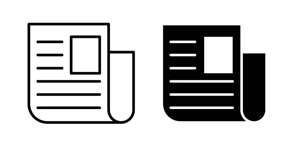 Newspaper icon silhouette vector set. thin line pack Stock Illustration