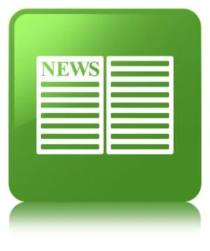 Newspaper icon soft green square button Stock Illustration