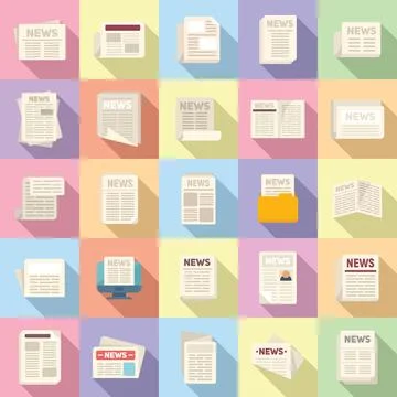 Newspaper icons set flat vector. Stack magazine Stock Illustration