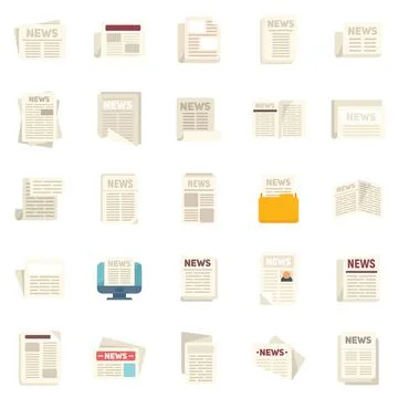 Newspaper icons set flat vector. Stack magazine Stock Illustration