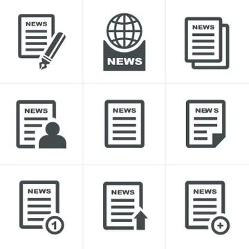 Newspaper icons set Stock Illustration