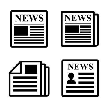 Newspaper icons set. Stock Illustration