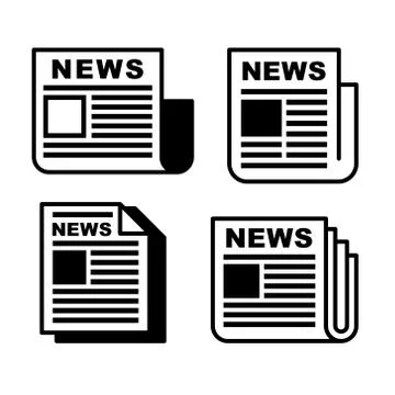 Newspaper Icons Set Stock Illustration