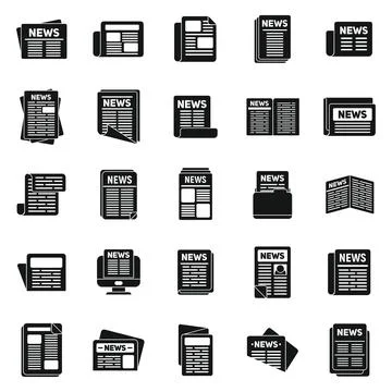 Newspaper icons set simple vector. Stack magazine Stock Illustration
