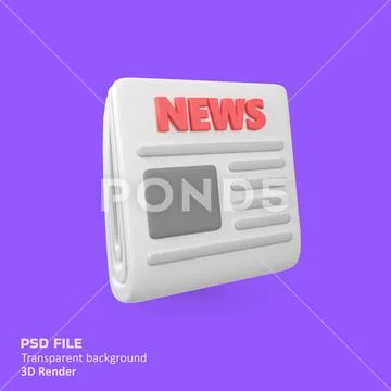 Newspaper isolated 3d render icon illustration PSD Template