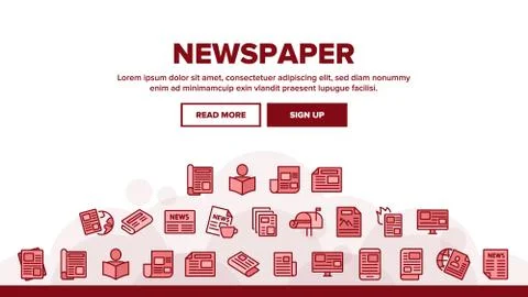 Newspaper Landing Header Vector Stock Illustration