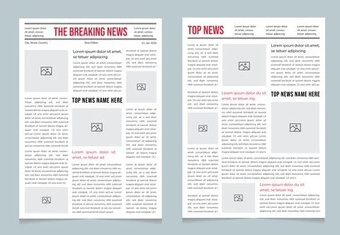 Newspaper Layout Design Template – Breaking News Editorial Magazine design Stock Illustration