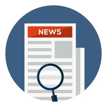 Newspaper with loupe vector icon in circle Stock Illustration