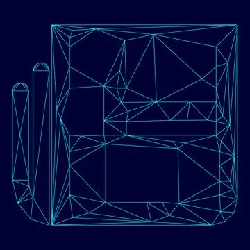 Newspaper low poly triangulation triangulated polygonal electric cyan blue vi Stock Illustration