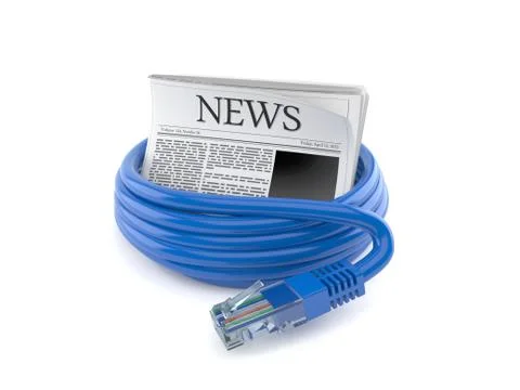 Newspaper with network cable 库存插图