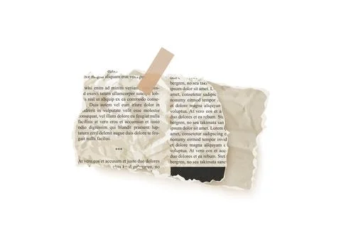 Newspaper note vector piece with vintage tear texture. Ripped article clipping Stock Illustration