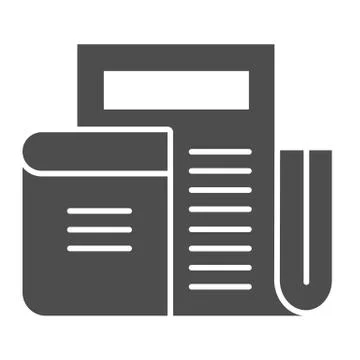 Newspaper page with a book solid icon. Press vector illustration isolated on 스톡 일러스트