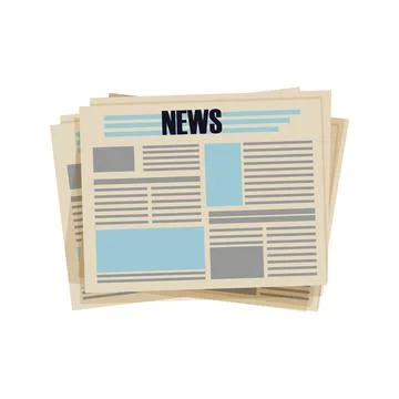 Newspaper pile, stack of magazine with rope in cartoon style isolated on white Stock Illustration