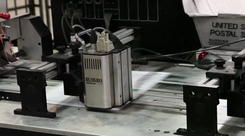 Newspaper Press - Fast moving print in factory Stock Footage 45359424
