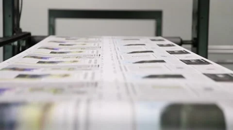 Newspaper Press - Fast moving print in factory Stock Footage 45362785