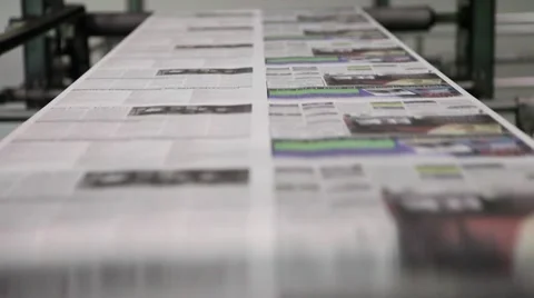 Newspaper Press - Fast moving print in factory 動画素材 45363071