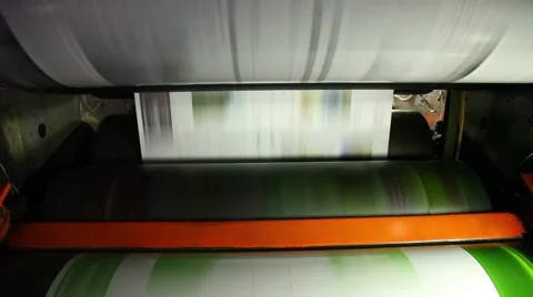 Newspaper Press - Fast moving print in factory 動画素材 45363182