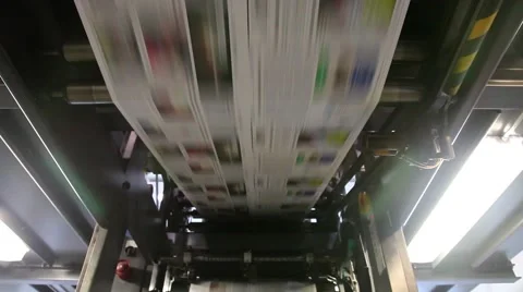 Newspaper Press on fast moving printer in factory 動画素材 45363594