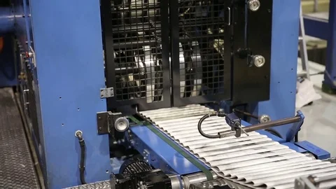 Newspaper print process. Shooting of the publishing business from a close distan Stock Footage 75452136