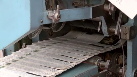 Newspaper Printing press printing colour newsaper Stock Footage